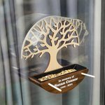 Mangeoire à oiseaux ronde en bois amovible et imperméable personnalisée avec nom, année et texte Cadeau commémoratif de sympathie pour la perte d'un ê