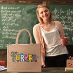 Personalised Cute Pencil Apple Large Jute Tote Bag with Text Teacher's Day Back to School Gift for Teacher