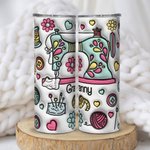 Personalised 3D Effect Sewing Tools 20oz Skinny Tumbler with Lid and Straw Birthday Gift for Mom Grandma Sewing Lovers