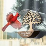 Mangeoire à oiseaux ronde en bois amovible et imperméable personnalisée avec nom, année et texte Cadeau commémoratif de sympathie pour la perte d'un ê