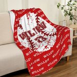 Personalized Basketball Football Baseball Soccer Sport Theme Soft Blanket with Number and Name Birthday Team Gift for Athletes Ball Sport Lovers