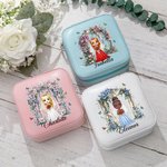 Personalised Portable Floral Cartoon Jewellery Box with Name Bridal Shower Wedding for Bride Bridesmaid