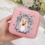 Personalised Portable Floral Cartoon Jewellery Box with Name Bridal Shower Wedding for Bride Bridesmaid