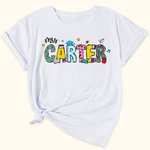 Personalized Cute Pencil Apple Ruler Doodle Design 100% Cotton T-shirt with Text Teacher's Day Back To School Gift for Teacher