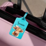 Étiquette de Bagage ou Porte-Passeport Personnalisé avec Nom Accessoire de Voyage en Cuir Cadeau Anniversaire pour Amoureux de Vache Highland
