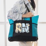 Borsa Tote grande personalizzata con elementi medici multicolore, con nome e titolo, regalo di compleanno per l'infermiere e il medico.