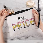 Gepersonaliseerde kleurrijke potlood-geïnspireerde Fun Letter Linnen Wristlet Make-up tas met naam Terug naar school Waardering Gift voor leerkracht