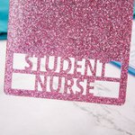 Personalized Walking HR Violation Glitter Retractable ID Badge Buddy Reel with Text Thank You Nurse Week Gift for Nurse Doctor Medical Staff