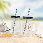 Henkilökohtainen söpö sarjakuva tyttö syntymä kukka 16oz nimi Mason Jar kahvalla kansi ja olki Beach Party syntymäpäivälahja naisille