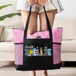 Personalisierte Bleistift Apfel Notebook Floral Doodle Brief Zippered Tote Bag zurück zu Schule Fräulein Lehrer Anerkennung Geschenk für Frauen