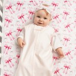 Personalized Pink Bow Soft Swaddle Blanket Knot Hat Headband Set  with Name Coming Home Outfit Baby Shower Gift for Newborns