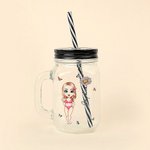Henkilökohtainen söpö sarjakuva tyttö syntymä kukka 16oz nimi Mason Jar kahvalla kansi ja olki Beach Party syntymäpäivälahja naisille