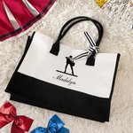 Henkilökohtainen Cheerleader siluetti suuri kapasiteetti Canvas Kangas Kangaskassi nimi ja vedenpitävä Liner Syntymäpäivä Cheerleading lahja naisille tytöille