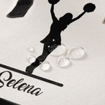 Henkilökohtainen Cheerleader siluetti suuri kapasiteetti Canvas Kangas Kangaskassi nimi ja vedenpitävä Liner Syntymäpäivä Cheerleading lahja naisille tytöille