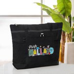 Personalisierte Bleistift Apfel Notebook Floral Doodle Brief Zippered Tote Bag zurück zu Schule Fräulein Lehrer Anerkennung Geschenk für Frauen