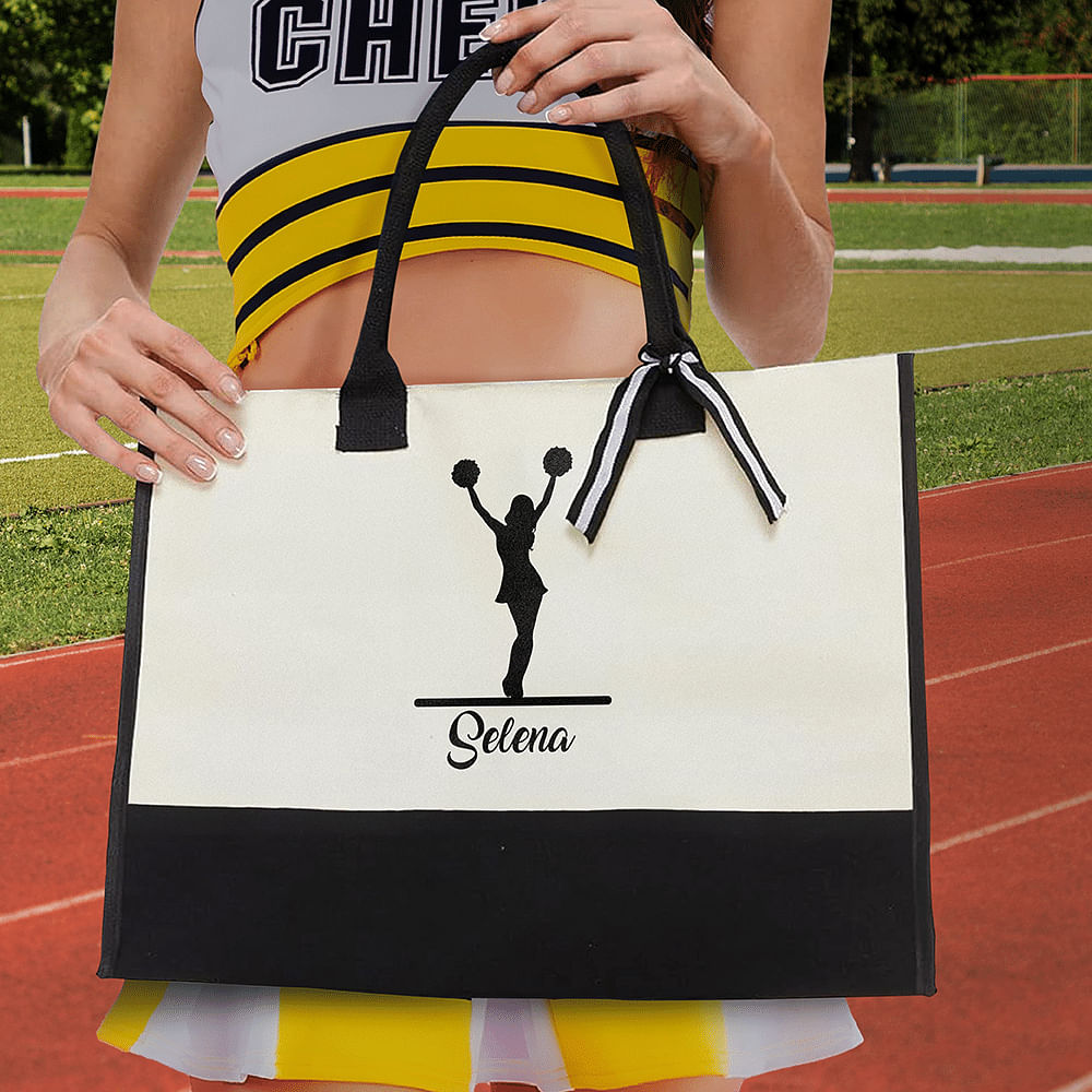 Sac en Toile Personnalisé avec Nom Sac à Main de Grande Capacité avec Doublure Imperméable Cadeau Anniversaire pour Femme Fille