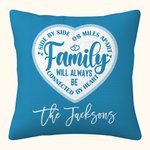 Personalised Family Will Always Be Connected By Heart Multicolor Throw Pillow Cover with Name Birthday Housewarming Farewell Gift for Family