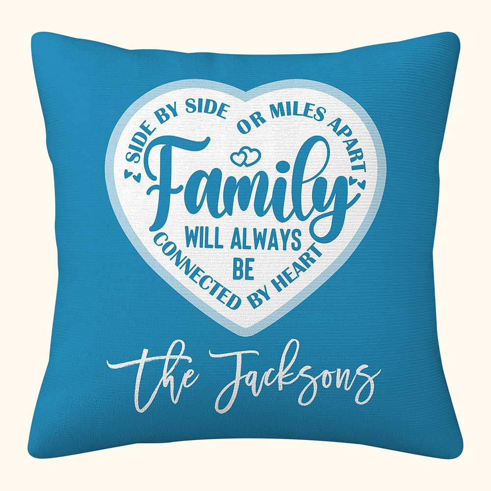 Personalized Family Will Always Be Connected Heart Photo Collage Throw Pillow Cover Birthday Housewarming Gift For Family