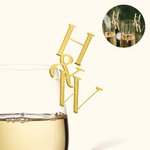 Personalized Initials Drink Topper Acrylic Mirror Tags Anniversary Wedding Party Favor Gift for Couple