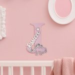 Plaque de Porte de Chambre d'Enfant en Bois Personnalisée avec Nom et Initiale Cadeau Anniversaire pour Enfants