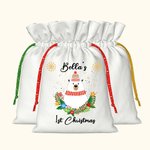 Sac Cadeau Personnalisé avec Motif et Nom Paquet Cadeau du Premier Noël pour Enfants