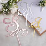 Personalised Monogram Cake Topper with Date Wedding Birthday Party Essentials Gift for Family Friend