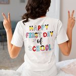 Personalised Happy First Day of School 100% Cotton Name T-shirt with Cute Pencil Apple Design Teacher's Day Back To School Gift for Teacher