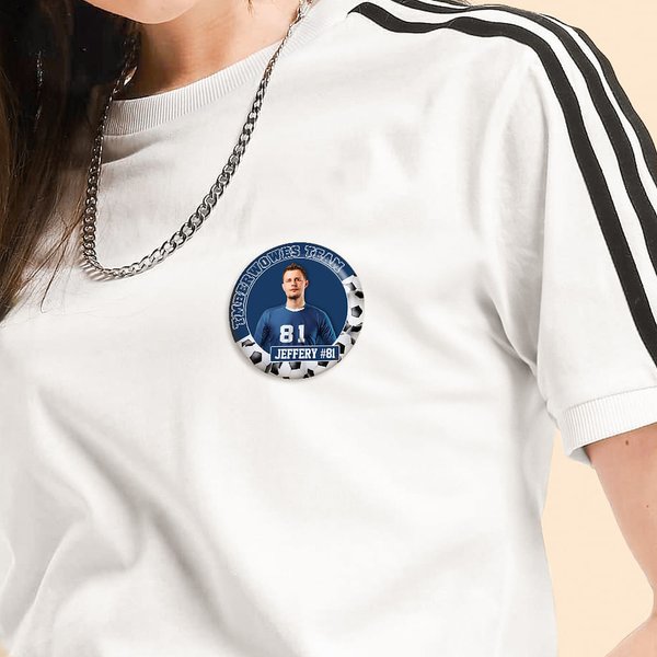 Personalised Soccer Basketball Baseball Sport Team Photo Pin Button Badges with Name Number Set of 5 Game Day Accessories Gift for Sport Mom Dad