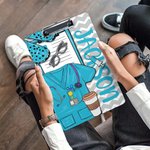 Personalized Multicolour Medical Elements Hanging Low Profile Clipboard with Name Graduation Appreciation Gift for Nurse Doctor Medical Student