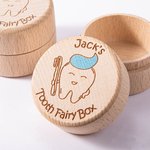 Gepersonaliseerde houten tandenfee doos met gegraveerde naam eerste tand Keepsake nieuwe baby cadeau voor jongen meisje
