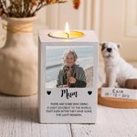 Personalized Photo White Wooden Memorial Tea Light Candle Holder with Name Condolence Sympathy Gift for Loss of Loved One