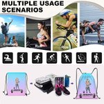 Personalized Cartoon Fitness Girl Design Water Resistant Drawstring Backpack with Name Gym Workout Birthday Gift for Sports Travel Lovers