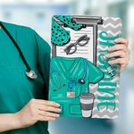 Personalized Multicolour Medical Elements Hanging Low Profile Clipboard with Name Graduation Appreciation Gift for Nurse Doctor Medical Student