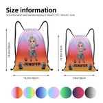 Personalized Cartoon Fitness Girl Design Water Resistant Drawstring Backpack with Name Gym Workout Birthday Gift for Sports Travel Lovers
