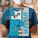 Personalized Multicolour Medical Elements Hanging Low Profile Clipboard with Name Graduation Appreciation Gift for Nurse Doctor Medical Student