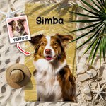 Personalisiertes Ölgemälde Haustier Porträt Strandtuch mit Namen Schnell Trocknendes Handtuch Geburtstag Geschenk für Tierliebhaber