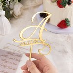 Personalised Monogram Cake Topper with Date Wedding Birthday Party Essentials Gift for Family Friend