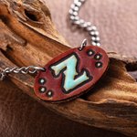 Personalised Country Western Double-sided Handmade Leather Necklace with Initial NFR Birthday Gift for Cowgirl Cowboy