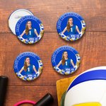 Personalised Soccer Basketball Baseball Sport Team Photo Pin Button Badges with Name Number Set of 5 Game Day Accessories Gift for Sport Mom Dad