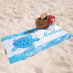 Personalised Underwater World Oversized Quick Dry Turtle Beach Towel with Name Summer Travel Essential Gift for Friend Family