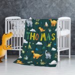 Personalised Cute Dinosaur Theme Soft Throw Blanket with Name Birthday Baby Shower Back to School Gift for Kids