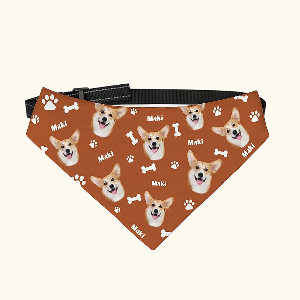 Bandana Réglable Personnalisé avec Photo et Nom d'Animal de Compagnie Cadeau d'Anniversaire pour les Amoureux des Animaux de Compagnie
