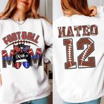 Personalisierte Cartoon Football Sport Mädchen Leopard Buchstaben T-Shirt Sweatshirt mit Nummer und Name Game Day Kostüm Geburtstagsgeschenk für Fußba