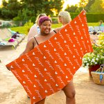 Personalized Repeating Heart Name Quick Dry Oversized Microfiber Beach Towel Summer Travel Essential Party Birthday Gift for Family Friend