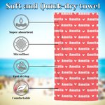Personalized Repeating Heart Name Quick Dry Oversized Microfiber Beach Towel Summer Travel Essential Party Birthday Gift for Family Friend