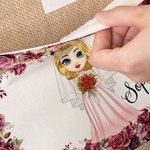 Sac en toile de jute réutilisable à poche frontale avec nom Cadeau de mariage pour les femmes