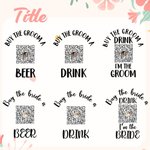Personalised Funny Drink Beer Design Photo Button Badge Pin with QR Code Set of 5 Wedding Bachelorette Party Gift for Couple