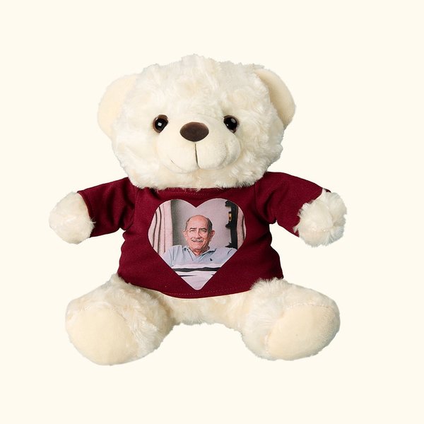 Customized Cute Plush Stuffed Memory Bear with Heart Photo Shirt or Hoodie Memorial Anniversary Gift for Family Friend
