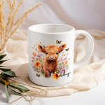Taza de cerámica con nombre personalizada para los amantes de las vacas Highland