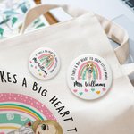 Henkilökohtainen Se vie Big Heart Cartoon Rainbow Pin Pin Button Badge nimi arvostus syntymäpäivälahja opettajalle